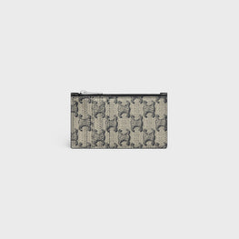 ZIPPED COMPACT CARD HOLDER IN TRIOMPHE CANVAS & CALFSKIN
