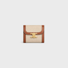 SMALL FLAP WALLET IN TEXTILE & CALFSKIN