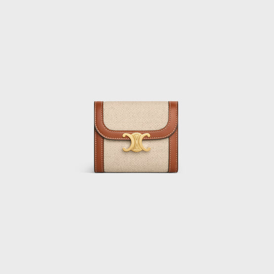 SMALL FLAP WALLET IN TEXTILE & CALFSKIN