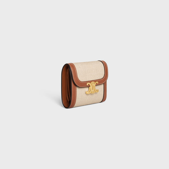 SMALL FLAP WALLET IN TEXTILE & CALFSKIN