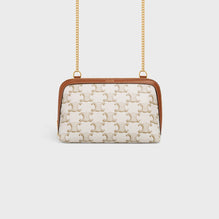 CLUTCH ON CHAIN IN TRIOMPHE CANVAS & LAMBSKIN