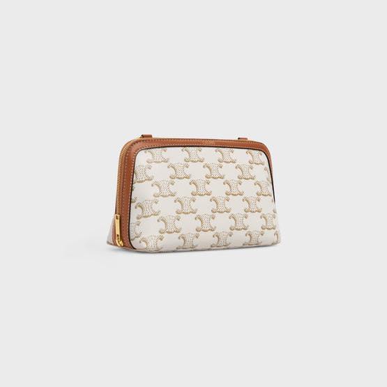 CLUTCH ON CHAIN IN TRIOMPHE CANVAS & LAMBSKIN