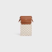 PHONE POUCH WITH FLAP IN TRIOMPHE CANVAS & LAMBSKIN