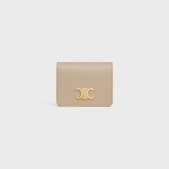 TRIOMPHE COMPACT WALLET IN SHINY CALFSKIN