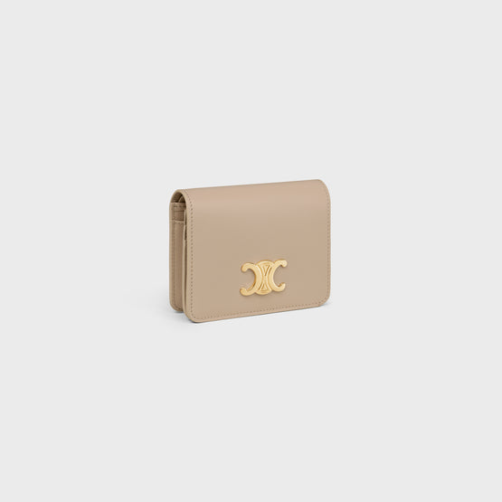 TRIOMPHE COMPACT WALLET IN SHINY CALFSKIN