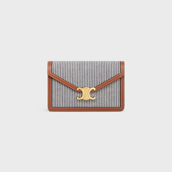 WALLET ON CHAIN MARGO IN STRIPED TEXTILE & CALFSKI