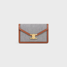 WALLET ON CHAIN MARGO IN STRIPED TEXTILE & CALFSKI