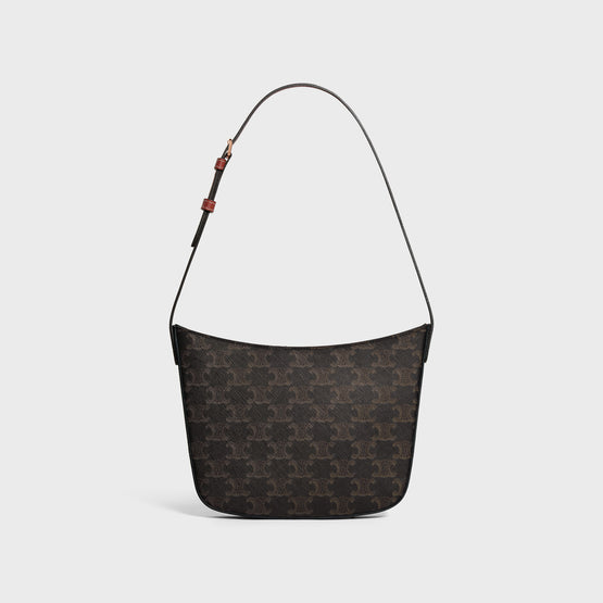 MEDIUM CELINE CROQUE BAG IN TRIOMPHE CANVAS & NATURAL