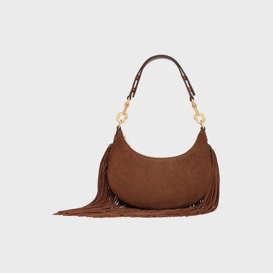 MEDIUM AVA STRAP WITH FRINGES IN AVA SUEDE CALFSKIN