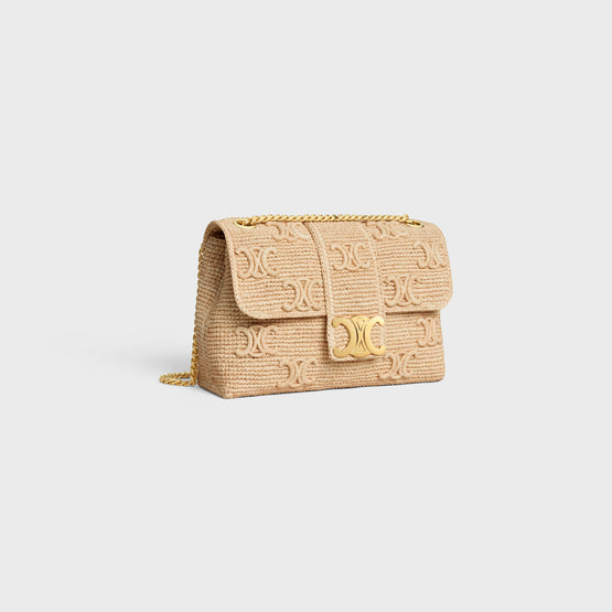 MEDIUM CELINE VICTOIRE IN RAFFIA W/EMBROIDERED TRIOMPHE