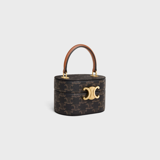 TRIOMPHE OVAL BOX IN TRIOMPHE CANVAS & CALFSKI