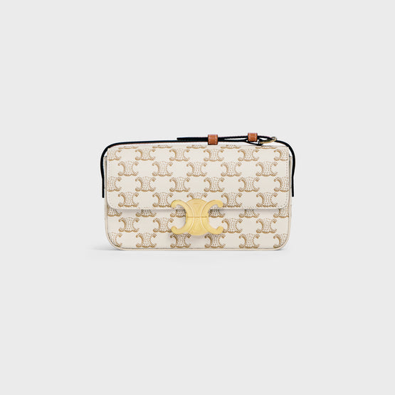 SHOULDER BAG CLAUDE IN TRIOMPHE CANVAS & NATURAL CALF
