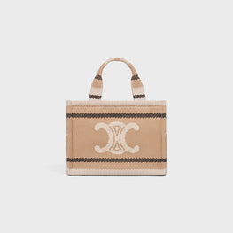 SMALL CABAS IN THAIS STRIPED TEXTILE W/TRIOM