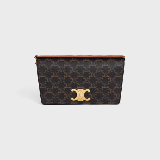 SHOULDER BAG TRAPEZE IN TRIOMPHE CANVAS & NATURAL