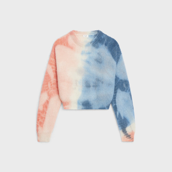 PULL COL ROND CROPPED IN MOHAIR SOIE TIE AND DIE