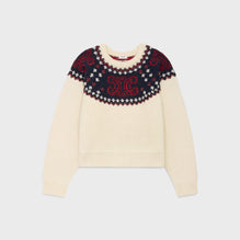 PULL COL ROND BOXY CROPPED IN LAINE FAIR ISLE TRIOMPHE BRODE