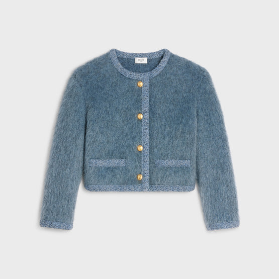 VESTE CARDIGAN CROPPED IN BRUSHED MOHAIR