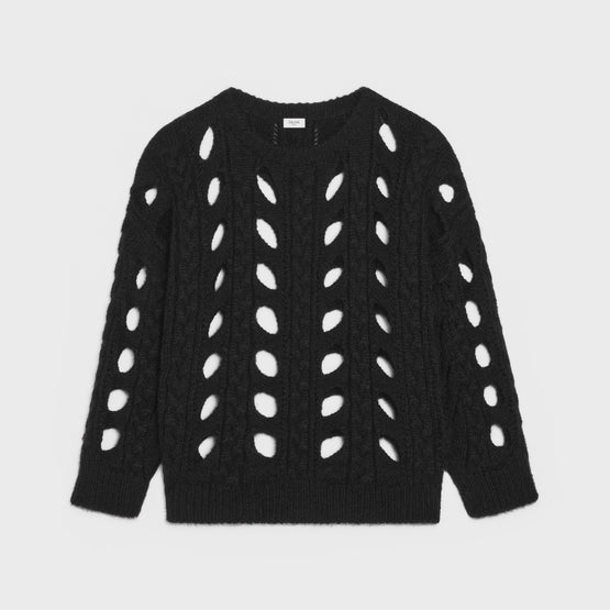 PULL BOXY COL ROND SURFER IN TORSADES INTARSIA
