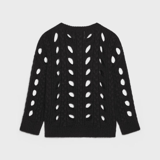 PULL BOXY COL ROND SURFER IN TORSADES INTARSIA