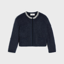 VESTE CARDIGAN GALON BRODE IN MOHAIR BROSSE