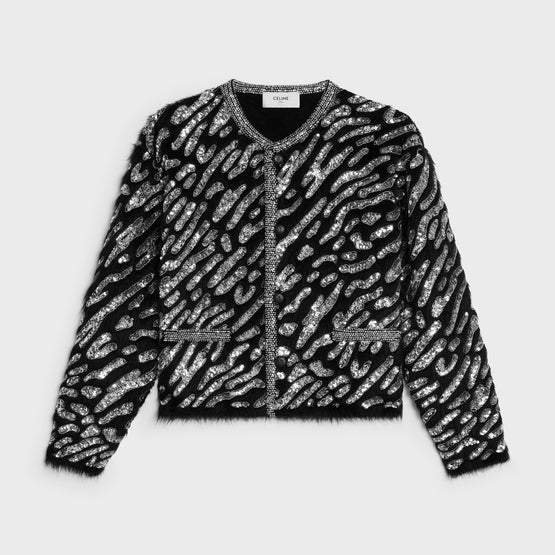 VESTE CARDIGAN BRODEE IN ALPAGA BROSSE