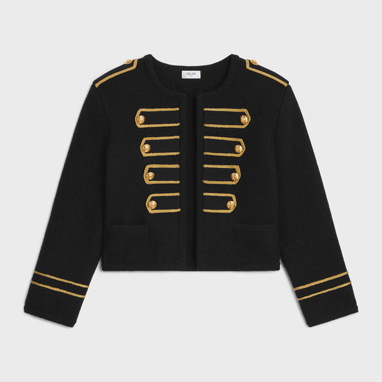 VESTE CARDIGAN MILITAIRE IN LAINE MILITAIRE