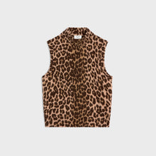 PULL COL ROULE SANS MANCHES IN CACHEMIRE LEOPARD