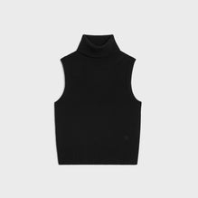 PULL COL ROULE SANS MANCHES IN CACHEMIRE ECOSSAIS
