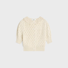 CARDIGAN CROPPED IN COTTON POINTELLE DETAIL CROCHET