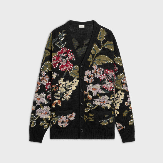 CARDIGAN FLEURS BRODÉES IN LAINE