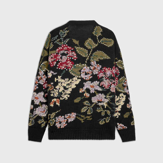 CARDIGAN FLEURS BRODÉES IN LAINE
