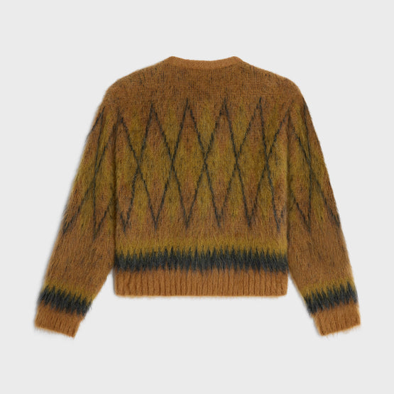 VESTE CARDIGAN IN MOHAIR ARGYLE BROSSE