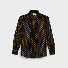 BLOUSE LAVALLIERE V IN PLUMETIS FIL COUPÉ
