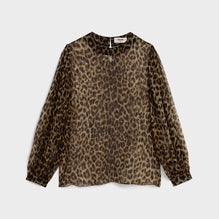 BLOUSE MANCHES FRONCEES IN MOUSSELINE IMPRIMÉ LÉOPAR