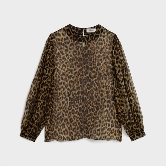 BLOUSE MANCHES FRONCEES IN MOUSSELINE IMPRIMÉ LÉOPAR