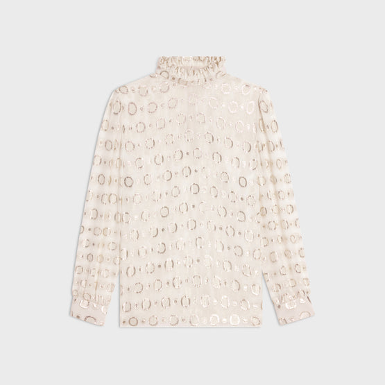 BLOUSE COL PUR FRILL IN SOIE FIL COUPE ANNEAUX