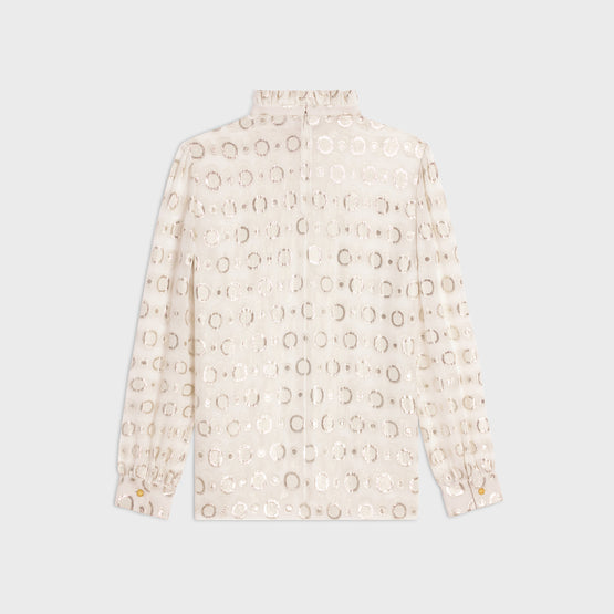 BLOUSE COL PUR FRILL IN SOIE FIL COUPE ANNEAUX