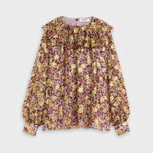 BLOUSE COL PIERROT IN PAQUERETTE IMPRIME FLORAL