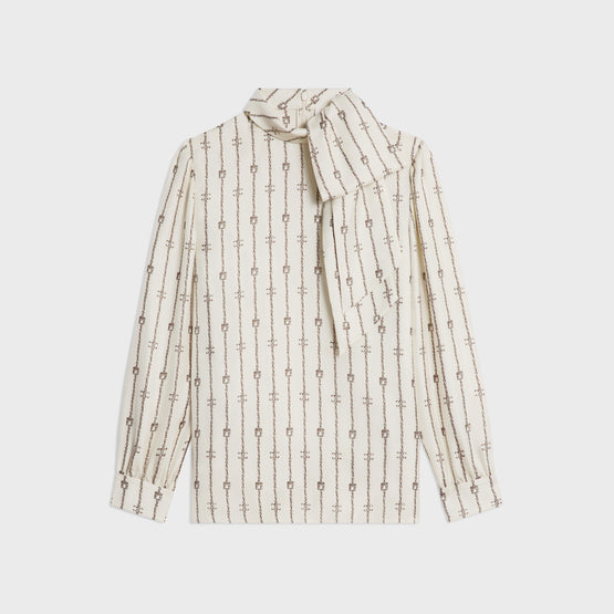 BLOUSE LAVALLIERE NŒUD COTE IN TWILL SOIE BRELOQUE HERITAGE