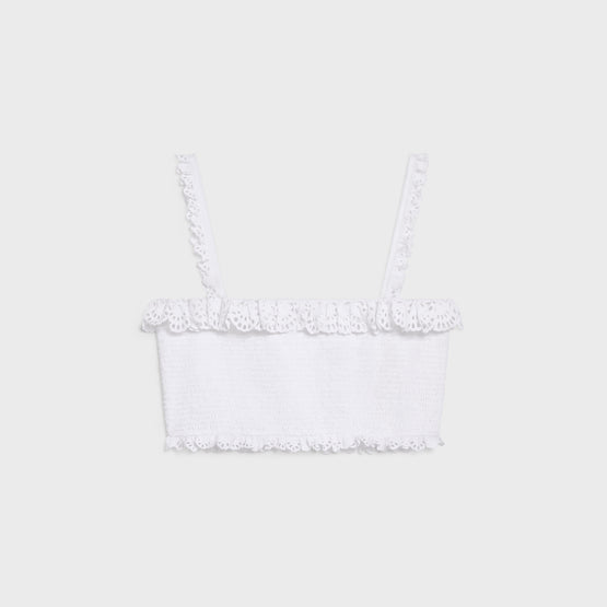 CROP TOP SMOCKÉ BROD ANGLAISE IN BAPTISTE COTON