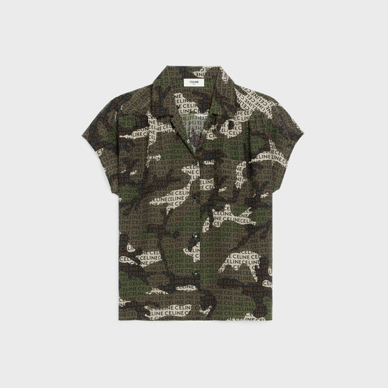 BLOUSE COL OUVERT IN CDC CAMOUFLAGE CELINE