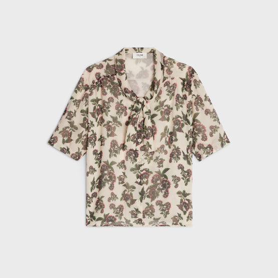 BLOUSE LAVALLIÈRE BASSE IN CRÊPON PASSIFLORE GRAPHIQ