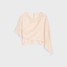 TOP DRAPÉ ASYMÉTRIQUE IN SABLE LEGER STRASS