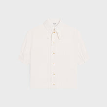 BLOUSE PLASTRON COL CLAUDINE IN ACETATE SILK CREPE