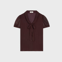 BLOUSE MANCHES BALLON IN GEORGETTE SOIE MINI POIS