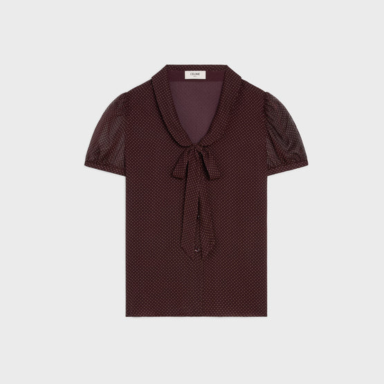 BLOUSE MANCHES BALLON IN GEORGETTE SOIE MINI POIS