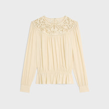 BLOUSE ENCOLURE GUIPURE IN ACETATE SILK CREPE