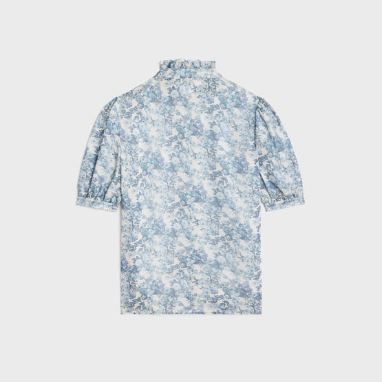 BLOUSE COL FRILL IN GEORGETTE SOIE AQUARELLE