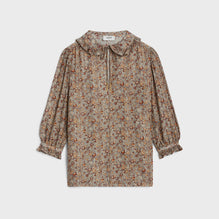 BLOUSE COL CLAUDINE FRILL IN SABLE LAME FLEURS