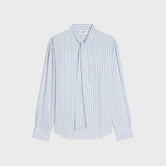 CHEMISE CAMBRIDGE LAVALLIERE IN SOIE RAYURE FIGUEROLLES